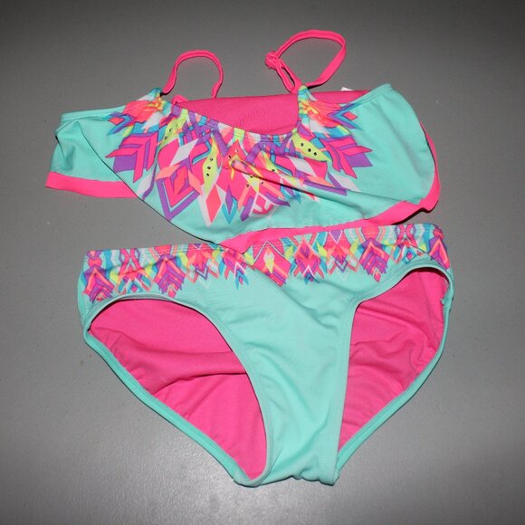 Multi Color 2 Pcs Justice Bikini Swimsuit size 14 - Picture 2 of 11